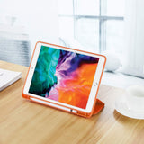 IPad 10.2 2019 7th Pencil Holder Slim Smart TPU Soft Case Orange - Close-Up Angle