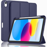 iPad 10.9 Inch 2022 Slim Case with Pencil Holder - Smart TPU Cover with Auto Wake/Sleep in Dark Blue
