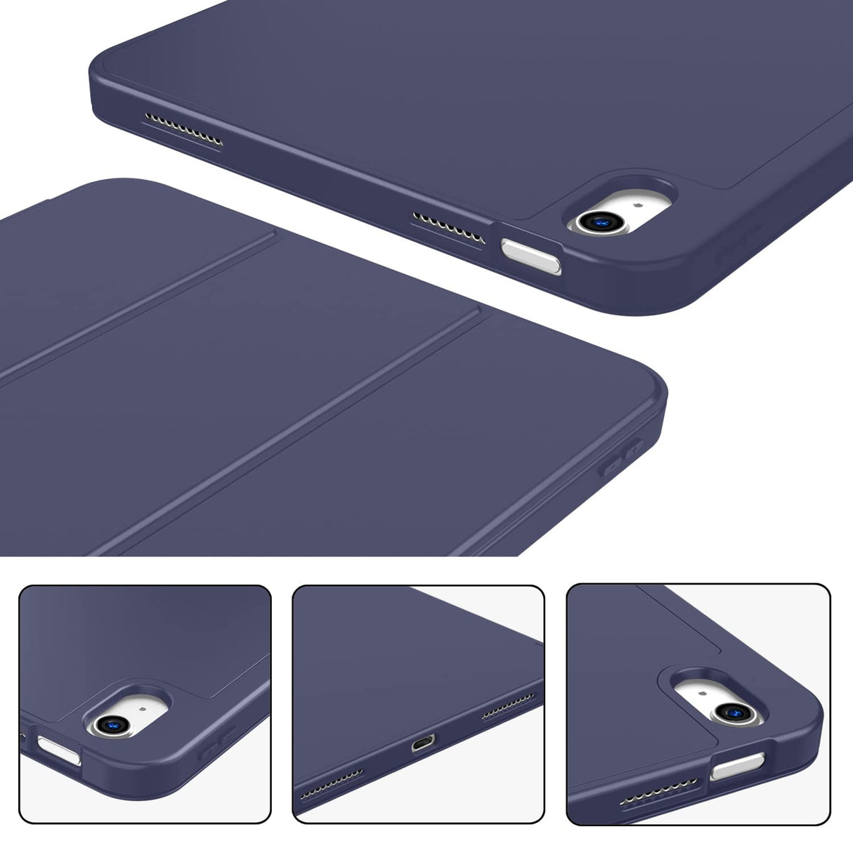 iPad 10.9 Inch 2022 Slim Case with Pencil Holder - Smart TPU Cover with Auto Wake/Sleep in Dark Blue