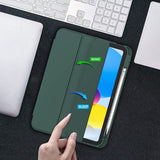 iPad 10th Case 10.9 Inch 2022 with Pencil Holder, Smart iPad Case with Soft TPU Auto Wake Sleep Dark Green - Rear View