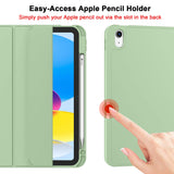iPad 10th Case 10.9 Inch 2022 with Pencil Holder, Smart iPad Case with Soft TPU Auto Wake Sleep Green - Side View