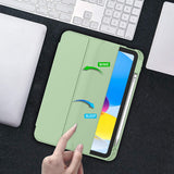 iPad 10th Case 10.9 Inch 2022 with Pencil Holder, Smart iPad Case with Soft TPU Auto Wake Sleep Green - Rear View