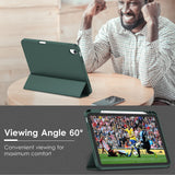 iPad 10th Case 10.9 Inch 2022 with Pencil Holder, Smart iPad Clear Case with Soft TPU Auto Wake Sleep Dark Green - 45-Degree Angle