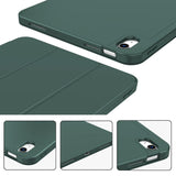 iPad 10th Case 10.9 Inch 2022 with Pencil Holder, Smart iPad Clear Case with Soft TPU Auto Wake Sleep Dark Green - Close-Up Angle
