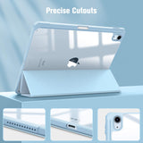 Sky Blue iPad 10th Generation Case 10.9 Inch (2022) with Pencil Holder, Clear Soft TPU Auto Wake/Sleep Design - Rear View