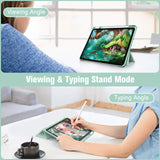 Smart Clear Case for iPad 10.9 Inch (2022) with Apple Pencil Holder - Auto Wake/Sleep Soft TPU Protection in Green - Front View