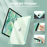 Smart Clear Case for iPad 10.9 Inch (2022) with Apple Pencil Holder - Auto Wake/Sleep Soft TPU Protection in Green - Rear View