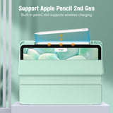 Smart Clear Case for iPad 10.9 Inch (2022) with Apple Pencil Holder - Auto Wake/Sleep Soft TPU Protection in Green - Close-Up Angle