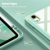 Smart Clear Case for iPad 10.9 Inch (2022) with Apple Pencil Holder - Auto Wake/Sleep Soft TPU Protection in Green - Low Angle