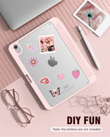 iPad 10th Case 10.9 Inch 2022 with Pencil Holder, Smart iPad Clear Case with Soft TPU Auto Wake Sleep Pink