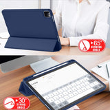 iPad Pro 11 Inch 2020 Soft Tpu Smart Premium Case Auto Sleep Wake Stand Cover Pencil holder navy blue - Rear View