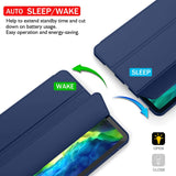 iPad Pro 11 Inch 2020 Soft Tpu Smart Premium Case Auto Sleep Wake Stand Cover Pencil holder navy blue - Close-Up Angle