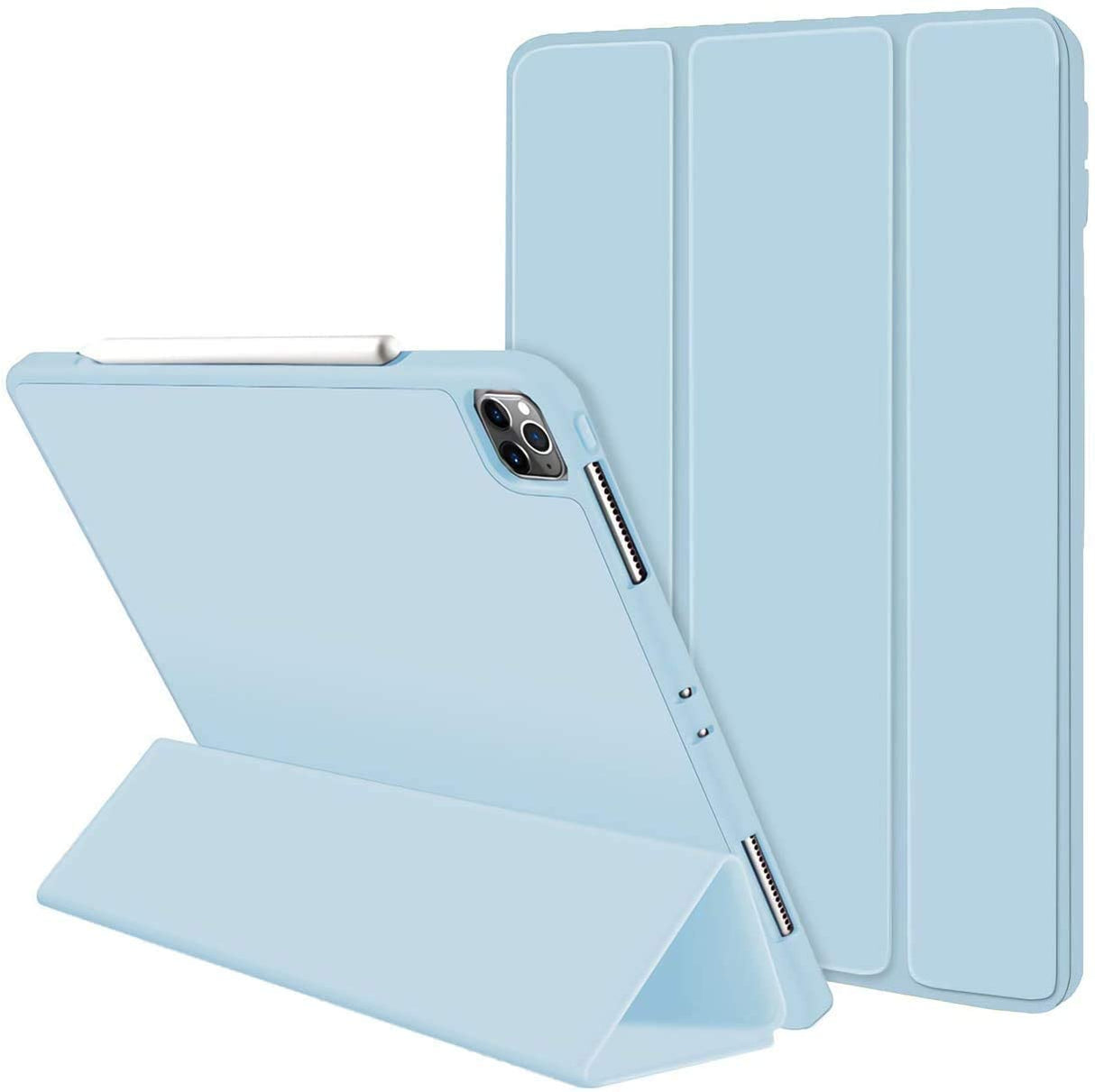 Ice Blue Soft TPU Smart Case for iPad Pro 11 Inch 2020 with Auto Sleep/Wake, Stand, and Pencil Holder