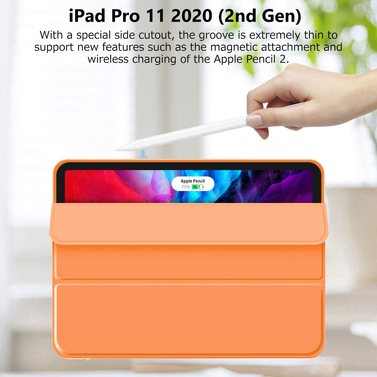 Premium Orange TPU Case for iPad Pro 11 Inch 2020 with Auto Sleep/Wake and Pencil Holder