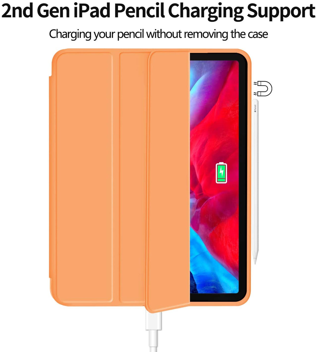 Premium Orange TPU Case for iPad Pro 11 Inch 2020 with Auto Sleep/Wake and Pencil Holder