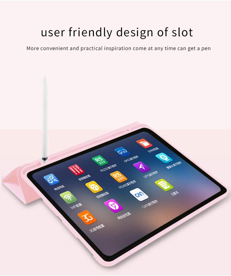 Premium Pink TPU Smart Case for iPad Pro 11" (2020) - Auto Sleep/Wake, Stand, and Pencil Holder