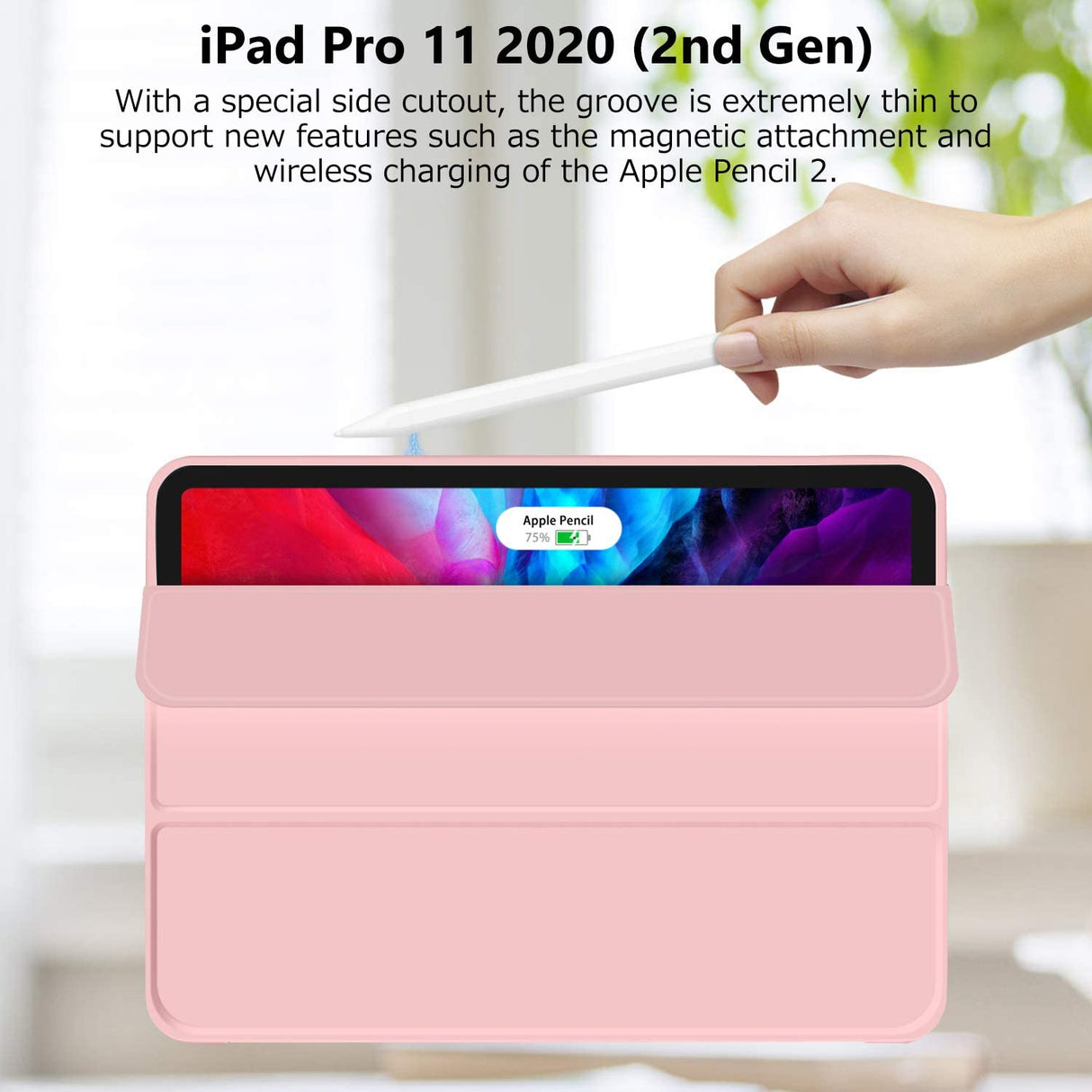 Premium Pink TPU Smart Case for iPad Pro 11" (2020) - Auto Sleep/Wake, Stand, and Pencil Holder