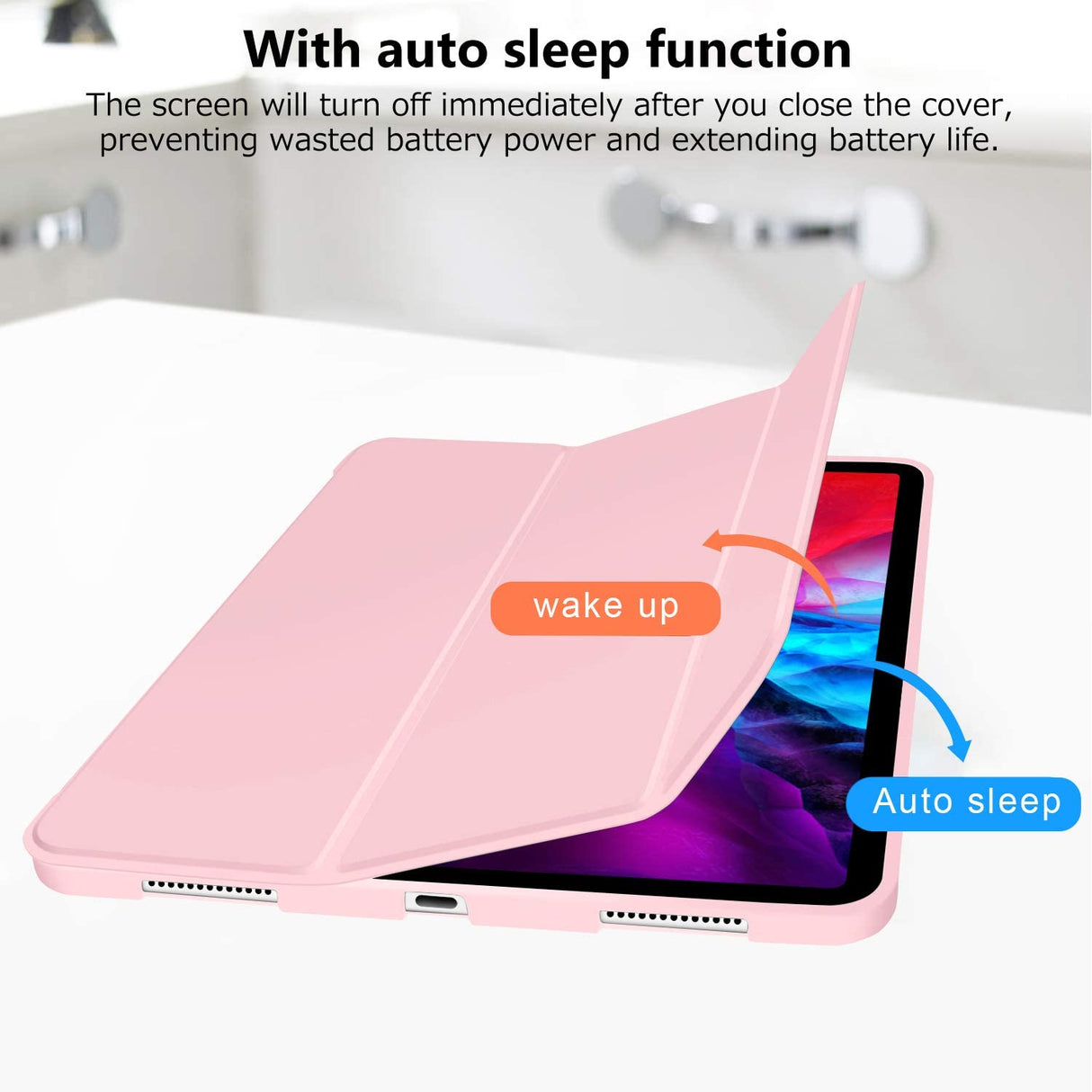 Premium Pink TPU Smart Case for iPad Pro 11" (2020) - Auto Sleep/Wake, Stand, and Pencil Holder