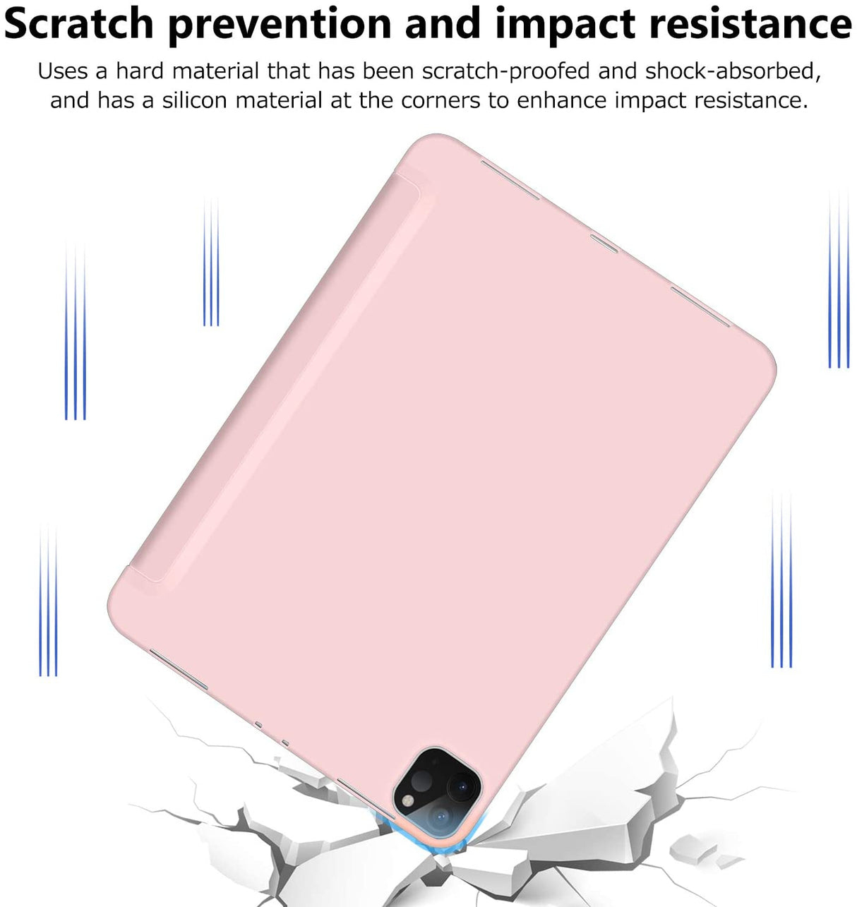 Premium Pink TPU Smart Case for iPad Pro 11" (2020) - Auto Sleep/Wake, Stand, and Pencil Holder