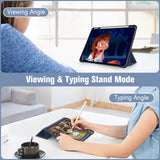 iPad Pro 11 Inch 2020-2022 Soft Tpu Smart Premium Case Auto Sleep Wake Stand Clear Cover Pencil holder navy blue - Side View