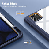 iPad Pro 11 Inch 2020-2022 Soft Tpu Smart Premium Case Auto Sleep Wake Stand Clear Cover Pencil holder navy blue - Rear View