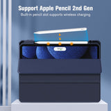 iPad Pro 11 Inch 2020-2022 Soft Tpu Smart Premium Case Auto Sleep Wake Stand Clear Cover Pencil holder navy blue - Low Angle