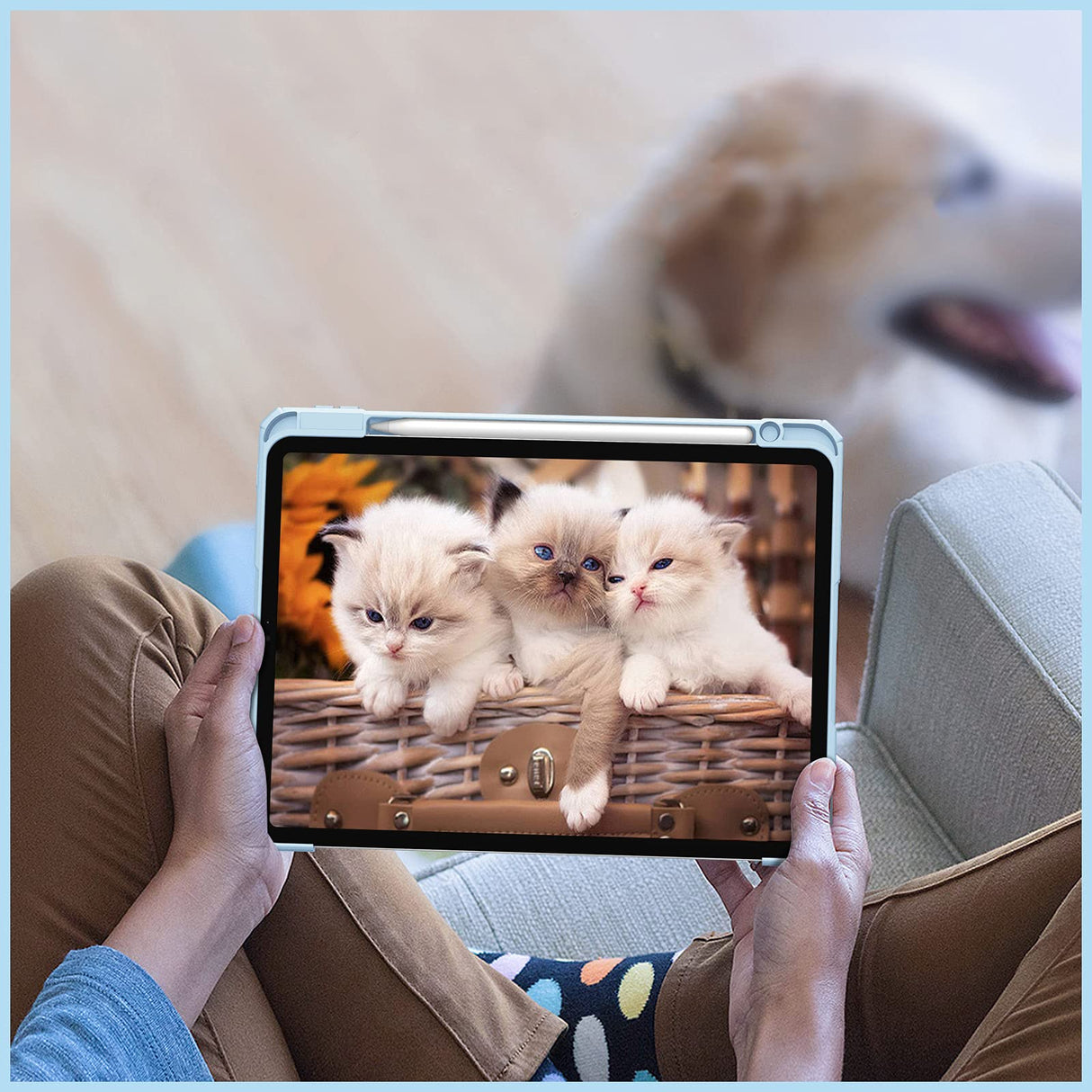 Premium Ice Blue TPU Case for iPad Pro 11 (2018-2022) with Auto Sleep/Wake, Stand Feature & Pencil Holder
