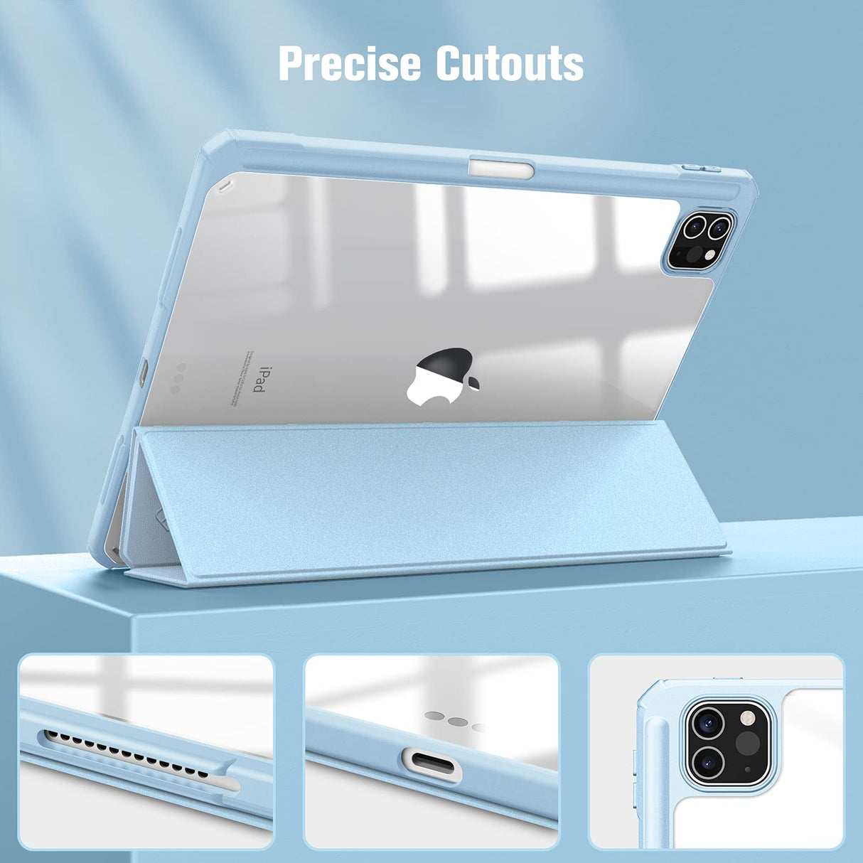 Premium Ice Blue TPU Case for iPad Pro 11 (2018-2022) with Auto Sleep/Wake, Stand Feature & Pencil Holder