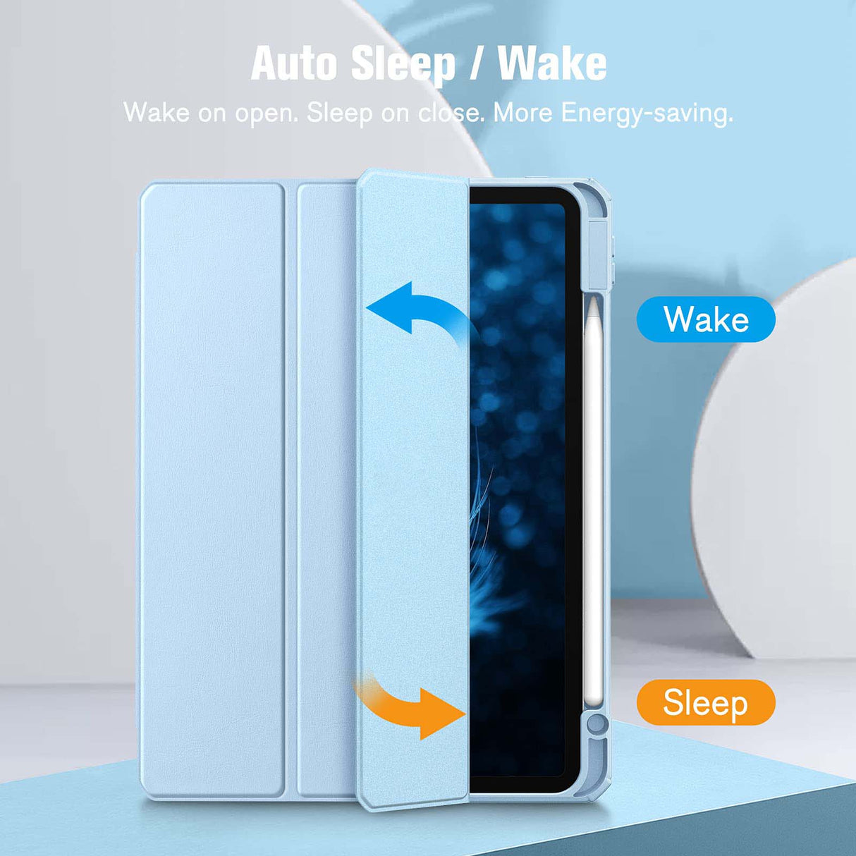 Premium Ice Blue TPU Case for iPad Pro 11 (2018-2022) with Auto Sleep/Wake, Stand Feature & Pencil Holder