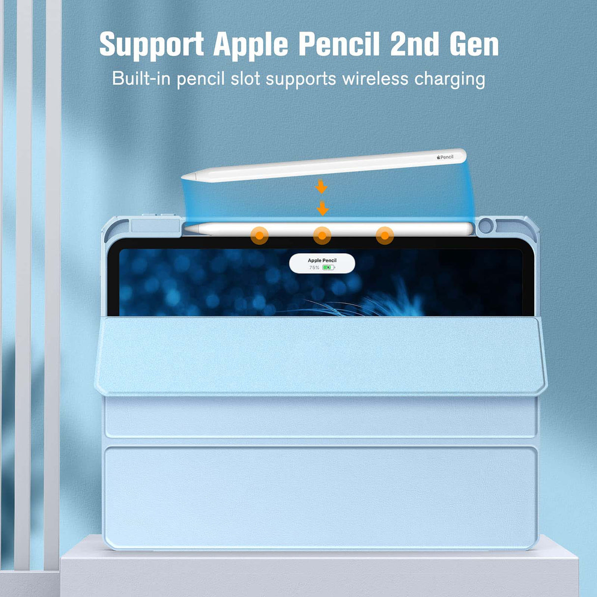 Premium Ice Blue TPU Case for iPad Pro 11 (2018-2022) with Auto Sleep/Wake, Stand Feature & Pencil Holder