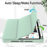 iPad Pro 11 Inch (2018-2022) Clear TPU Smart Case with Auto Sleep/Wake, Stand, and Pencil Holder - Green - Top-Down View