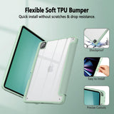 iPad Pro 11 Inch (2018-2022) Clear TPU Smart Case with Auto Sleep/Wake, Stand, and Pencil Holder - Green - 45-Degree Angle