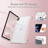Pink Soft TPU Smart Case for iPad Pro 11 Inch (2018-2022) with Auto Sleep/Wake, Stand, Clear Cover & Pencil Holder - Side View