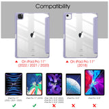 iPad Pro 11 Inch 2020-2022 Soft Tpu Smart Premium Case Auto Sleep Wake Stand Clear Cover Pencil holder Purple - Front View
