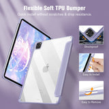 iPad Pro 11 Inch 2020-2022 Soft Tpu Smart Premium Case Auto Sleep Wake Stand Clear Cover Pencil holder Purple - Top-Down View