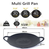 Cast Iron 36cm Korean Japanese BBQ Barbecue Grill Pan Plate Round Griddle Plate Indoor outdoor - Front View
