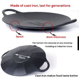 Cast Iron 36cm Korean Japanese BBQ Barbecue Grill Pan Plate Round Griddle Plate Indoor outdoor - Top-Down View