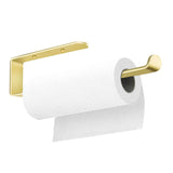 Gold Kitchen Bathroom Paper Holder Towel Holder Self Adhesive or Screw Mount 31cm - Front View
