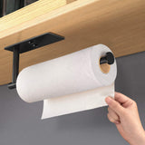 Kitchen Paper Holder Under Cabinet Wall Mount Adhesive Paper Towel Holder Rectangle Black - Front View