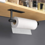 Kitchen Paper Holder Under Cabinet Wall Mount Adhesive Paper Towel Holder Rectangle Black - Top-Down View