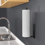 Kitchen Paper Holder Under Cabinet Wall Mount Adhesive Paper Towel Holder Rectangle Black - Rear View