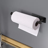 Kitchen Paper Holder Under Cabinet Wall Mount Adhesive Paper Towel Holder Rectangle Black - Close-Up Angle