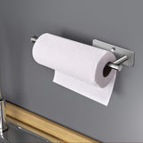 Kitchen Paper Holder Under Cabinet Wall Mount Adhesive Paper Towel Holder Rectangle Silver - Rear View