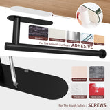Kitchen Paper Holder Under Cabinet Wall Mount Adhesive Paper Towel Holder Black - Rear View