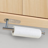 Kitchen Paper Holder Under Cabinet Wall Mount Adhesive Paper Towel Holder Silver - Front View