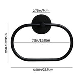 Bathroom Towel Ring Bathroom Towel Rack Adhesive Hand Towels Holder Towel Hanger Black - Front View