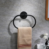 Bathroom Towel Ring Bathroom Towel Rack Adhesive Hand Towels Holder Towel Hanger Black - Side View