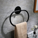 Bathroom Towel Ring Bathroom Towel Rack Adhesive Hand Towels Holder Towel Hanger Black - Top-Down View