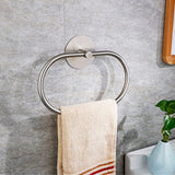 Bathroom Towel Ring Bathroom Towel Rack Adhesive Hand Towels Holder Towel Hanger Silver - Rear View