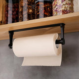 Kitchen Paper Holder Under Cabinet Screw Wall Mount Adhesive Paper Towel Holder Rectangle Black - Front View